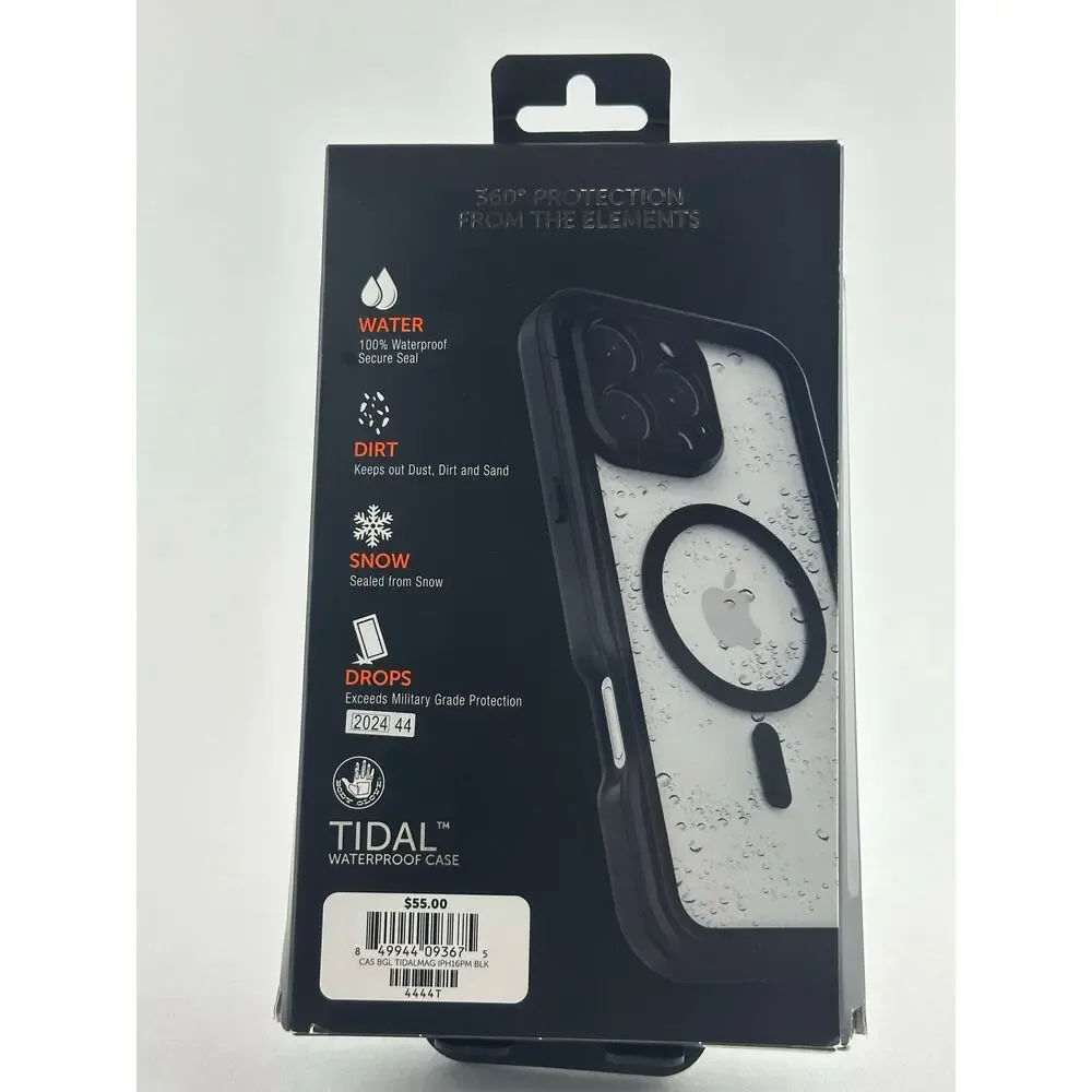 Body Glove Tidal Waterproof iPhone 16 Pro Max Clear/Black MagSafe Case NWT